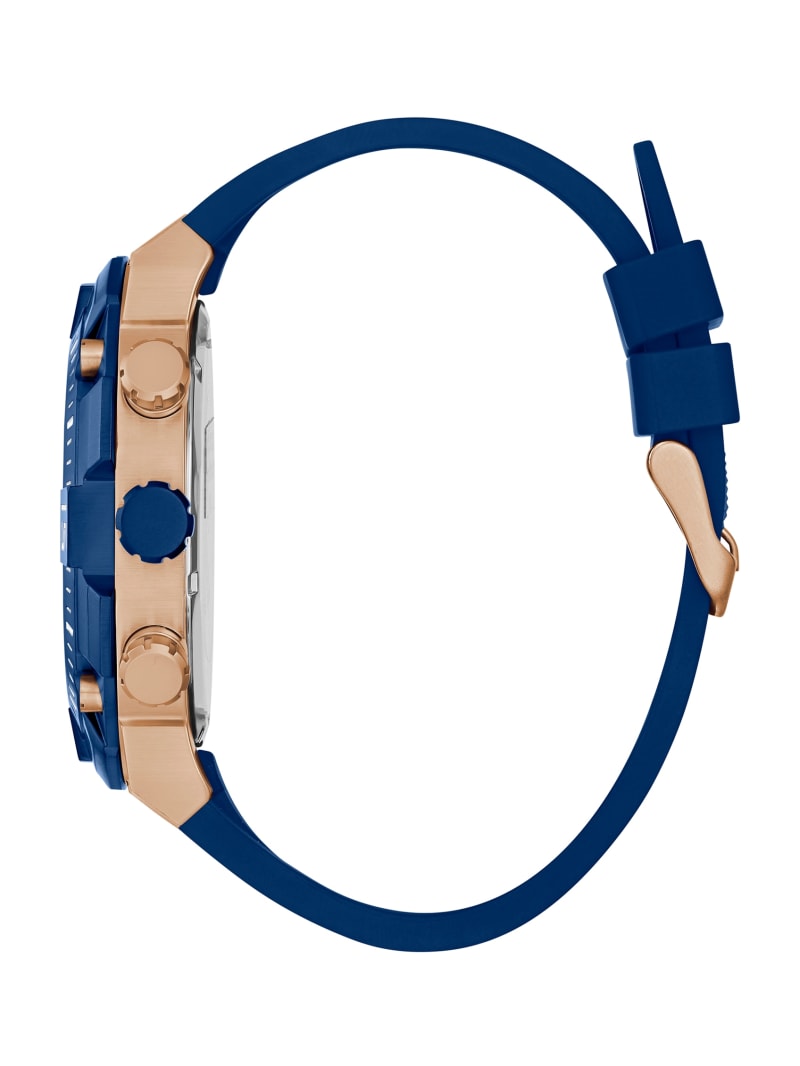 Zegarek Męskie Guess Rose Gold-Tone and Blue Wielofunkcyjny Niebieskie | 537182-ABJ