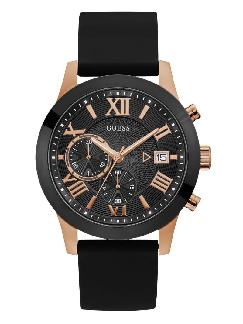 Zegarek Męskie Guess and Rose Gold-Tone Wielofunkcyjny Czarne | 573824-DUR